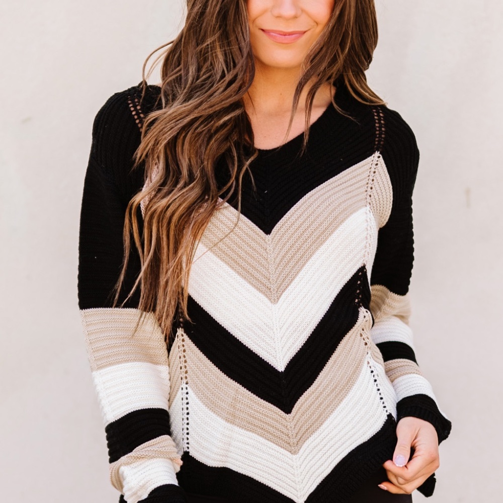 Chevron Color Block Sweater